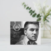 大学院スタイリッシュローレルリース写真はがき インビテーションポストカード (スタンド正面)