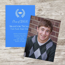 大学院スタイリッシュ写真クラシック受賞者ブルー 招待状