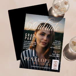 大学院スタイリッシュ雑誌表紙フォトグラードパーティー 箔招待状