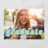 大学院タイポグラフィシンプルブルーレトロ2枚 ポストカード (正面)