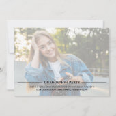 大学院タイポグラフィ写真青シンプル2枚 招待状 (裏面)