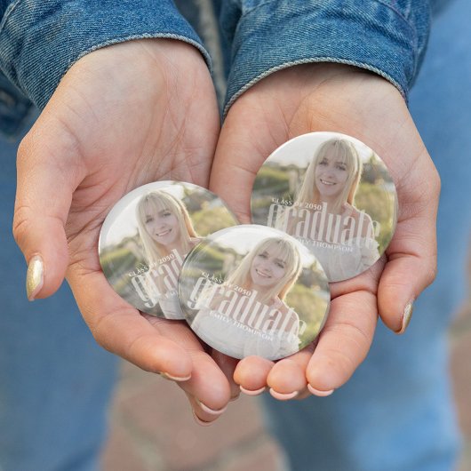 大学院タイポグラフィ卒業写真シンプル 缶バッジ