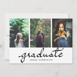 大学院タイポグラフィ3枚写真卒業パーティー 招待状