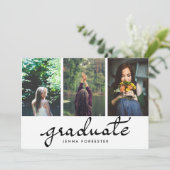 大学院タイポグラフィ3枚写真卒業パーティー 招待状 (スタンド正面)