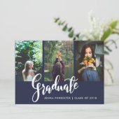 大学院タイポグラフィ3枚写真|ネイビーブルー 招待状 (スタンド正面)