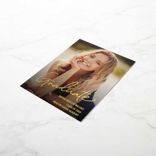 大学院トレンディースクリプトの重ねカスタム合わせ写真 箔シーズンポストカード (回転した状態)