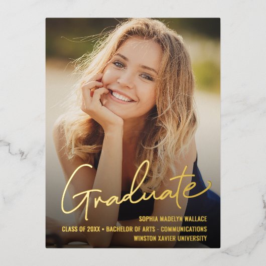 大学院トレンディースクリプトの重ねカスタム合わせ写真 箔シーズンポストカード (正面)