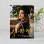 大学院トレンディーモダンスタイリッシュ写真卒業 箔招待状 (立ち正面)