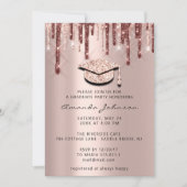 大学院ドリップバラ金ゴールドキャップ3Dブラウングラムパーティー 招待状 (正面)