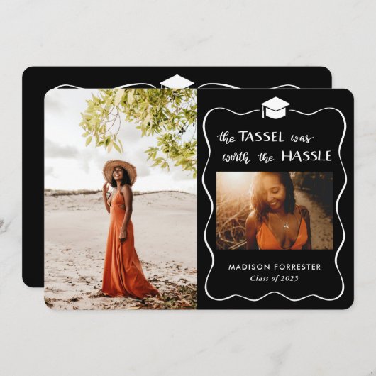 大学院ハットスクリプトタッセルは面倒な価値があった 招待状 (正面/裏面)