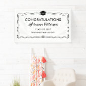 大学院ハットモダンおめでとうシンプル 横断幕 (インサイチュ)