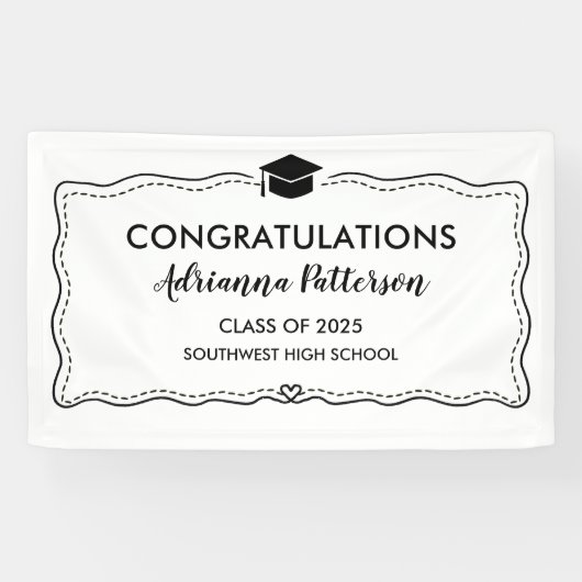 大学院ハットモダンおめでとうシンプル 横断幕 (横)