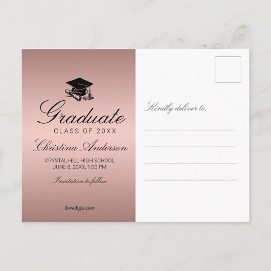 大学院バラ金ゴールド大学院博士課程修了 案内ポストカード (裏面)