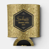 大学院パーソナライズされたタイポグラフィ&金ゴールドダマスク 缶クーラー (裏面)