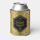 大学院パーソナライズされたタイポグラフィ&金ゴールドダマスク 缶クーラー (缶裏面)