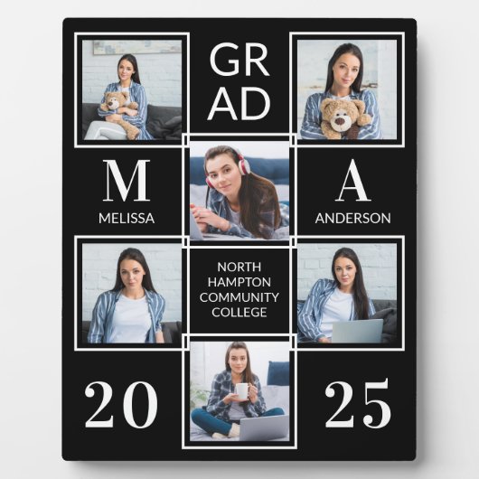 大学院パーソナライズされたブラックフォトコラージュPl フォトプラーク (正面)