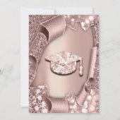 大学院パーティーキャップグリッターバラ3Dスパークルモダン 招待状 (裏面)