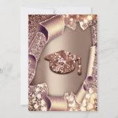 大学院パーティーキャップグリッターバラ3D効果 招待状 (裏面)