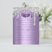 大学院パーティーグリッターシルバーグレードリップスパープル 招待状 (スタンド正面)