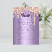 大学院パーティーグリッタードリップスパープルバラ写真 招待状 (スタンド正面)