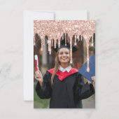 大学院パーティーグリッタードリップスパープルバラ写真 招待状 (裏面)