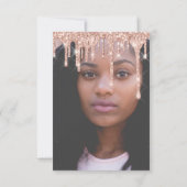 大学院パーティーグリッターバラ写真生 招待状 (裏面)