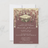 大学院パーティーグリッターバラ金ゴールド紙吹雪 招待状 (正面)