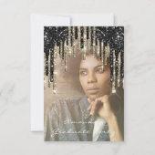 大学院パーティードライプキャップグリッター写真フェイク金ゴールド 招待状 (裏面)