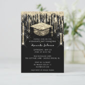 大学院パーティードリップグリッターバーグント金ゴールドブラック 招待状 (スタンド正面)