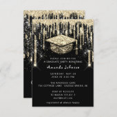大学院パーティードリップグリッターバーグント金ゴールドブラック 招待状 (正面/裏面)