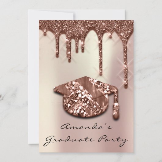 大学院パーティードリップバラブルーキャップ3Dエフェクトパール 招待状 (裏面)