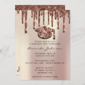 大学院パーティードリップバラブルーキャップ3Dエフェクトパール 招待状 (正面/裏面)