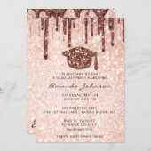 大学院パーティードリップバラ金ゴールドキャップ3Dグリッター 招待状 (正面/裏面)