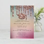 大学院パーティードリップバラ金ゴールドキャップ3Dホログラフィック 招待状 (スタンド正面)