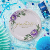 大学院パープルラベンダーフローラ卒業会 ペーパープレート (パーティー)
