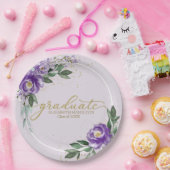 大学院パープルラベンダーフローラ卒業会 ペーパープレート (パーティー)