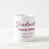 大学院ピンクグリッター卒業キャップ追加ネームclas コーヒーマグカップ (中央)