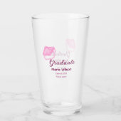 大学院ピンクグリッター卒業キャップ追加ネームclas タンブラーグラス (裏面)