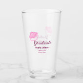 大学院ピンクグリッター卒業キャップ追加ネームclas タンブラーグラス (正面)
