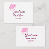 大学院ピンクグリッター卒業キャップ追加ネームclas ノートカード (正面/裏面)