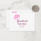 大学院ピンクグリッター卒業キャップ追加ネームclas ノートカード (正面/裏面インサイチュ)