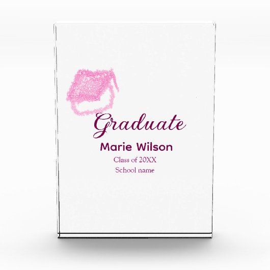 大学院ピンクグリッター卒業キャップ追加ネームclas フォトブロック (正面)