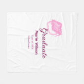 大学院ピンクグリッター卒業キャップ追加ネームclas フリースブランケット (正面(横))