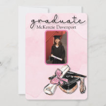 大学院ピンク金ゴールドグリッターキャップ卒業証書Add Photo