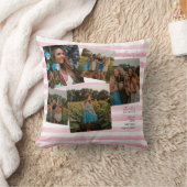 大学院ピンク&ホワイトストライプズモノグラムスローピル クッション (ブランケット)