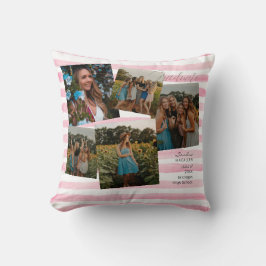 大学院ピンク&ホワイトストライプズモノグラムスローピル クッション