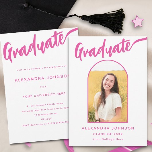 大学院フォトアーチピンクのスクリプト 案内状