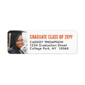 大学院フォトオレンジブラック&ホワイト差出人住所 ラベル (正面)