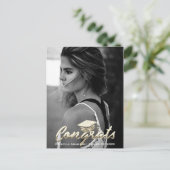 大学院フォトクラス年名金ゴールドグリッター ポストカード (スタンド正面)