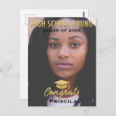 大学院フォトクラス年名金ゴールドグリッター ポストカード (正面/裏面)